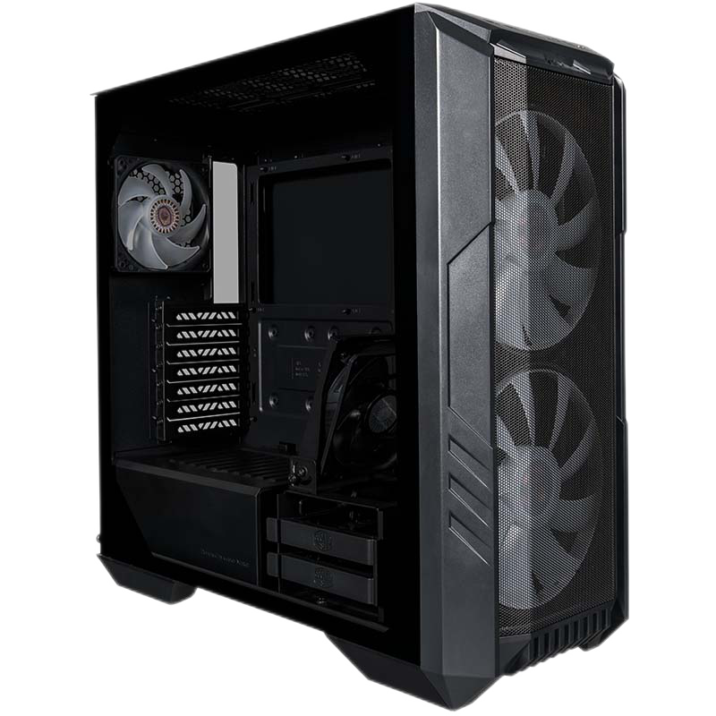 酷冷至尊(coolermaster)haf500 黑色中塔机箱(eatx/双20cmargb风扇/钢玻侧板/内置显卡专用散热风扇)